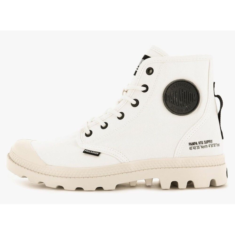 Palladium Pampa HI Htg Supply Star White Combat Boots‎ Mens 8 Womens 9.5 Canvas